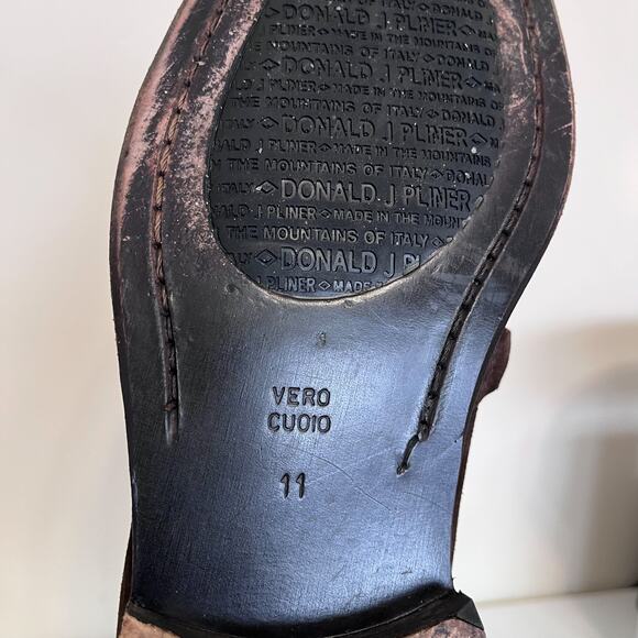 Donald J Pliner Cutter Mens Penny Loafers Size 11M Chocolate Brown Suede Slip On - Picture 10 of 12